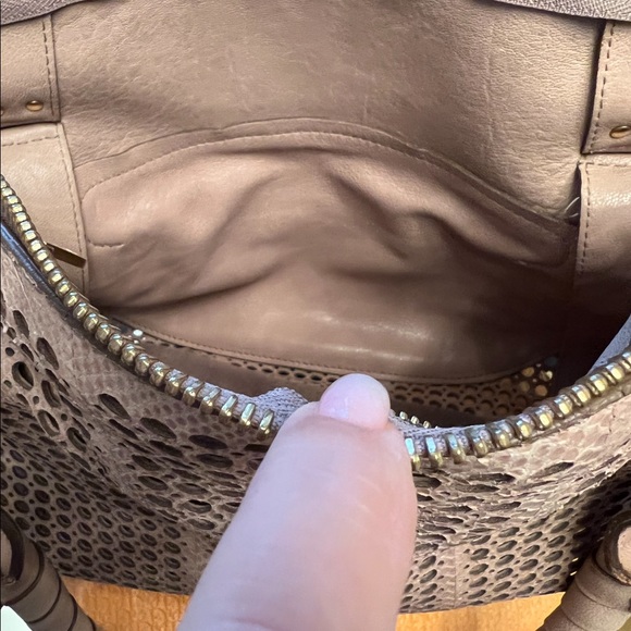 Chloe Marcie Perforated Crossbody Satchel in Tan - Picture 10 of 16